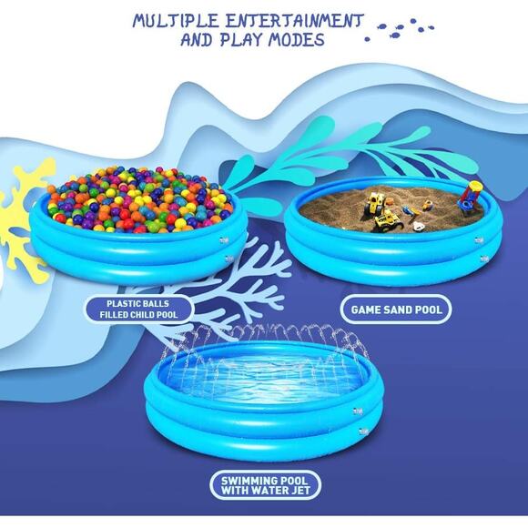 Inflatable Kiddie Pool with Sprinkler for Kids - 120cm 60" Baby Pool for Summer - Picture 5 of 16